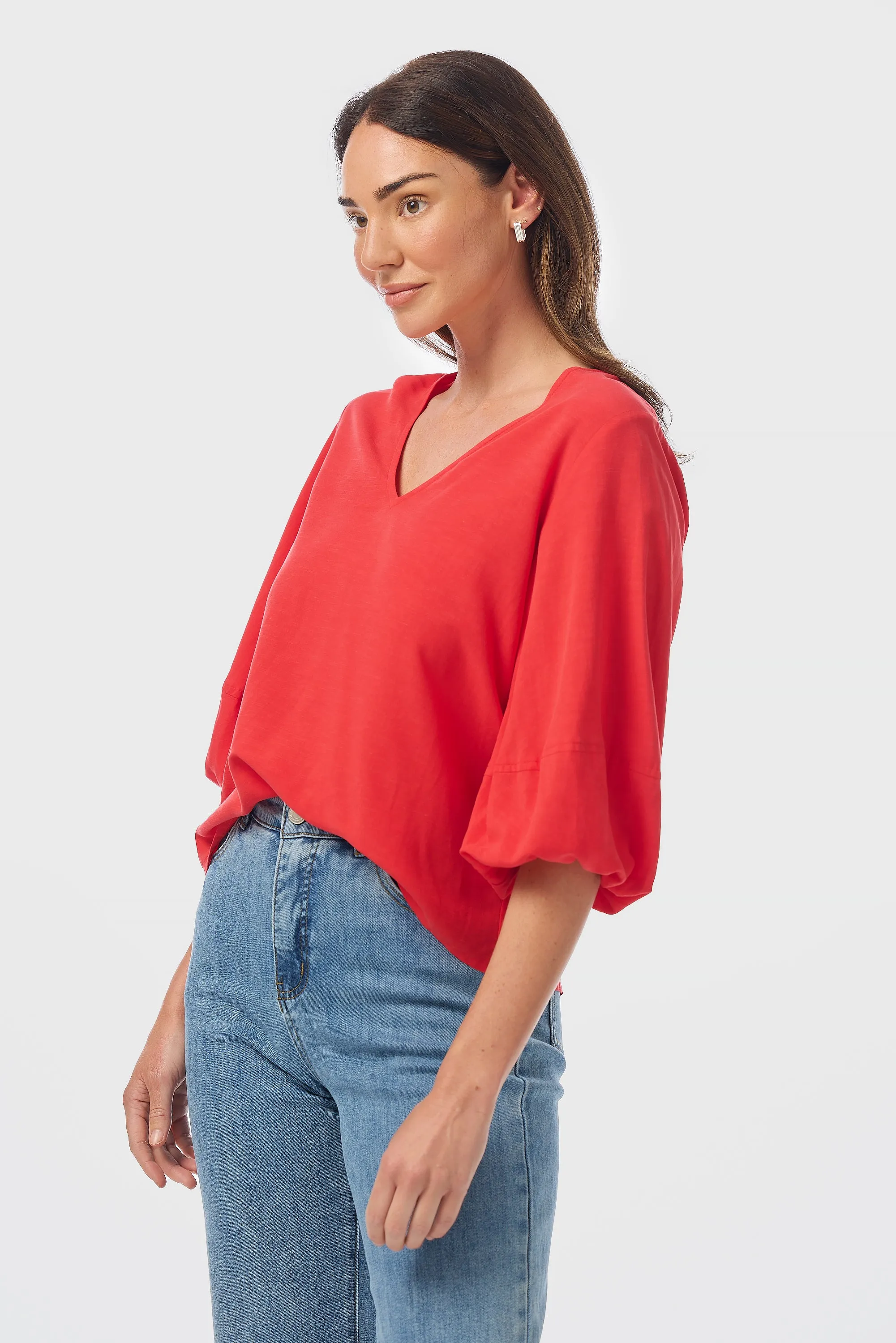 Lantern Sleeve Top - Raspberry