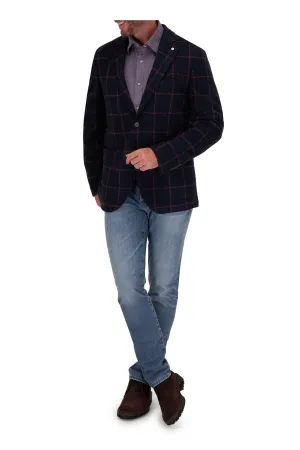 LBM Navy Windowpane w/ Wine Deco