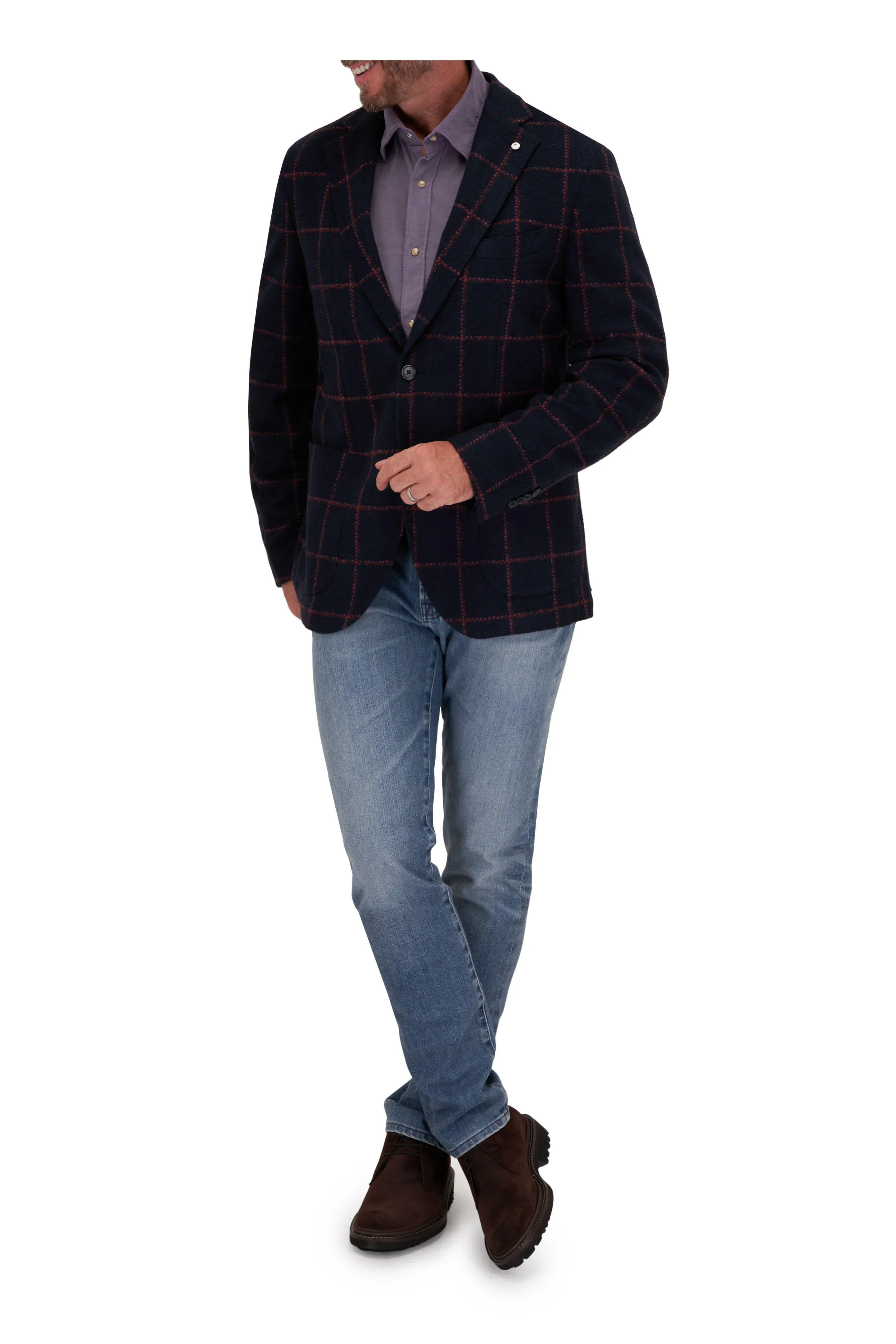 LBM Navy Windowpane w/ Wine Deco