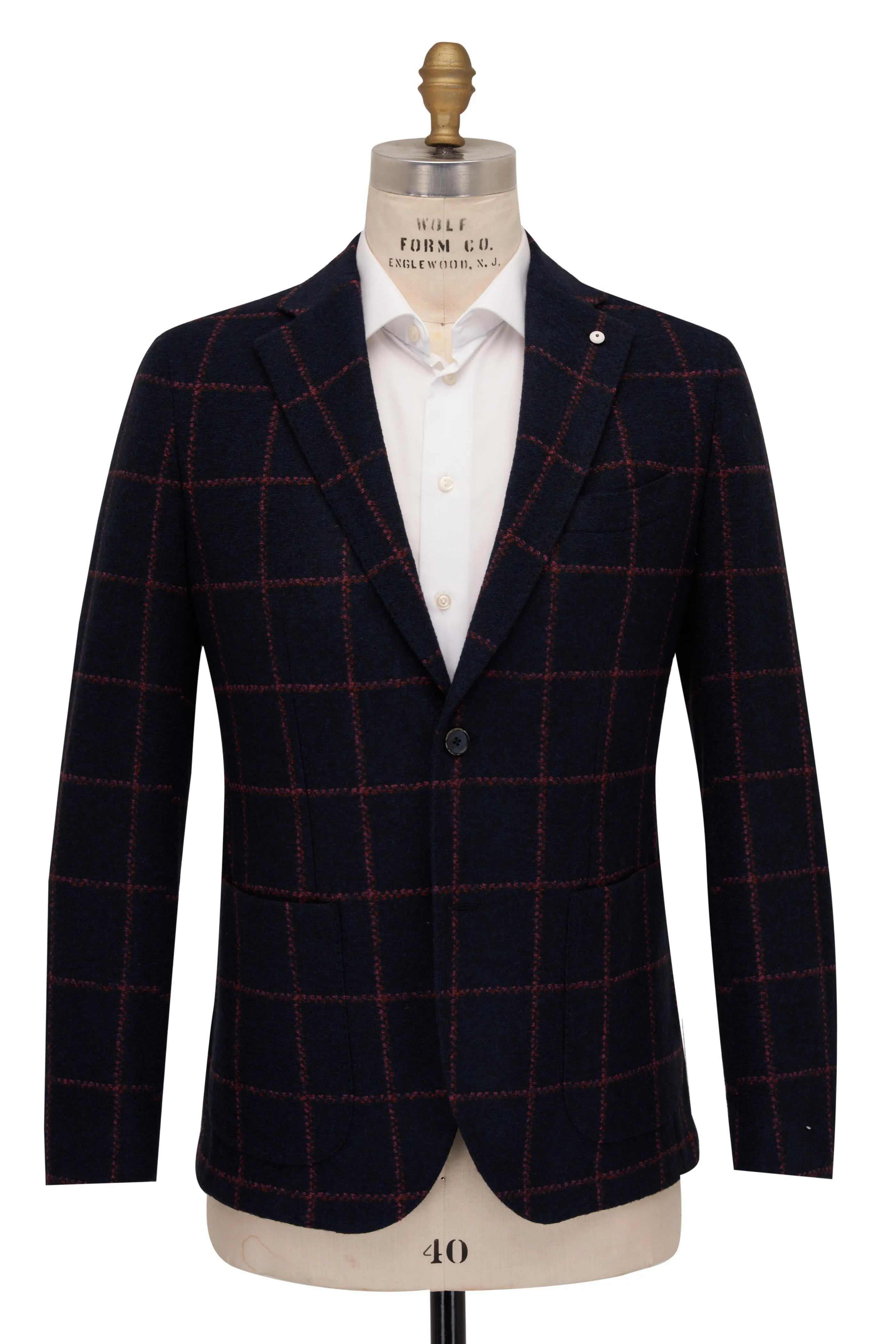 LBM Navy Windowpane w/ Wine Deco