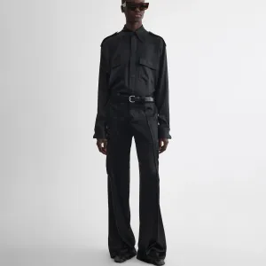LIQUID CARGO TROUSERS | black silk