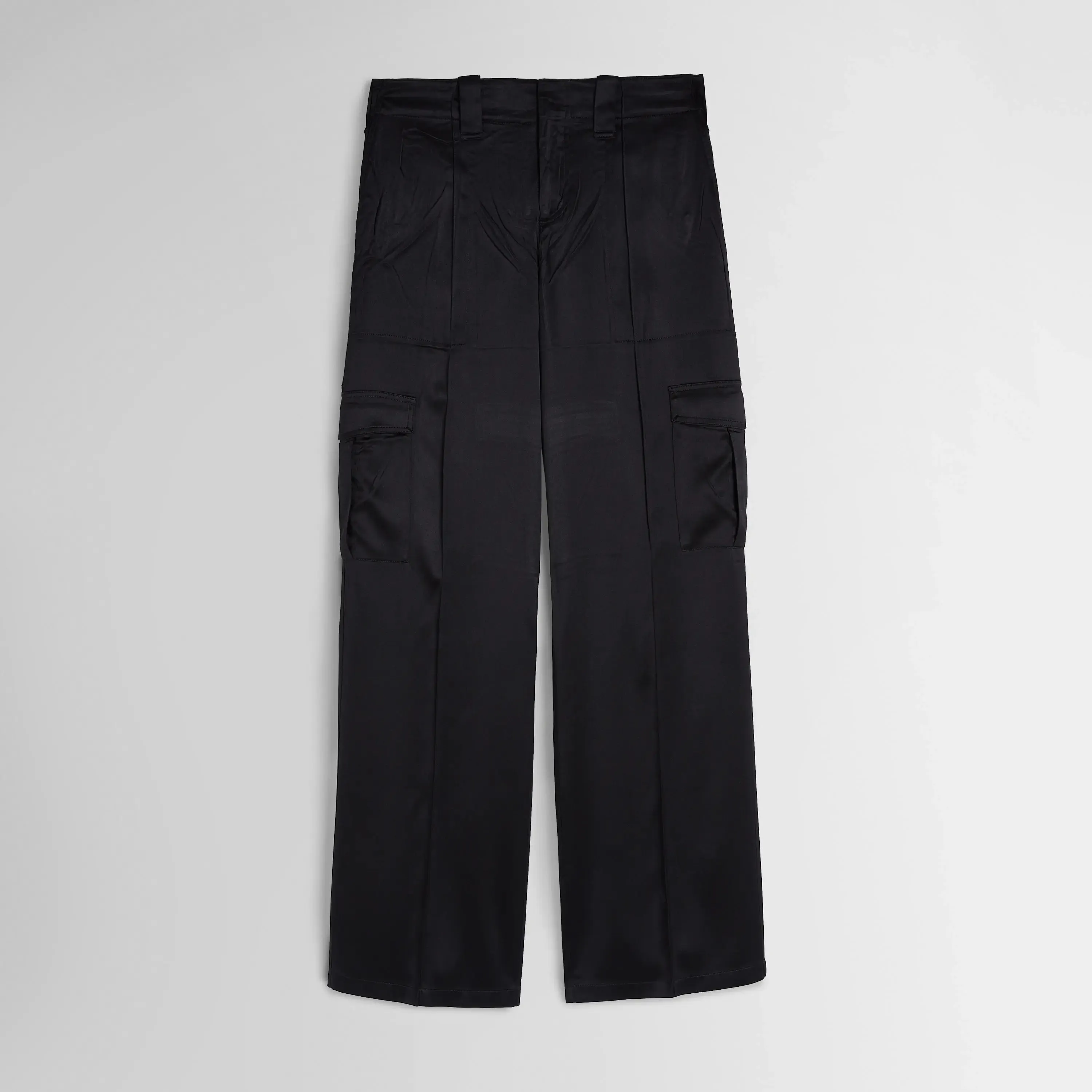 LIQUID CARGO TROUSERS | black silk