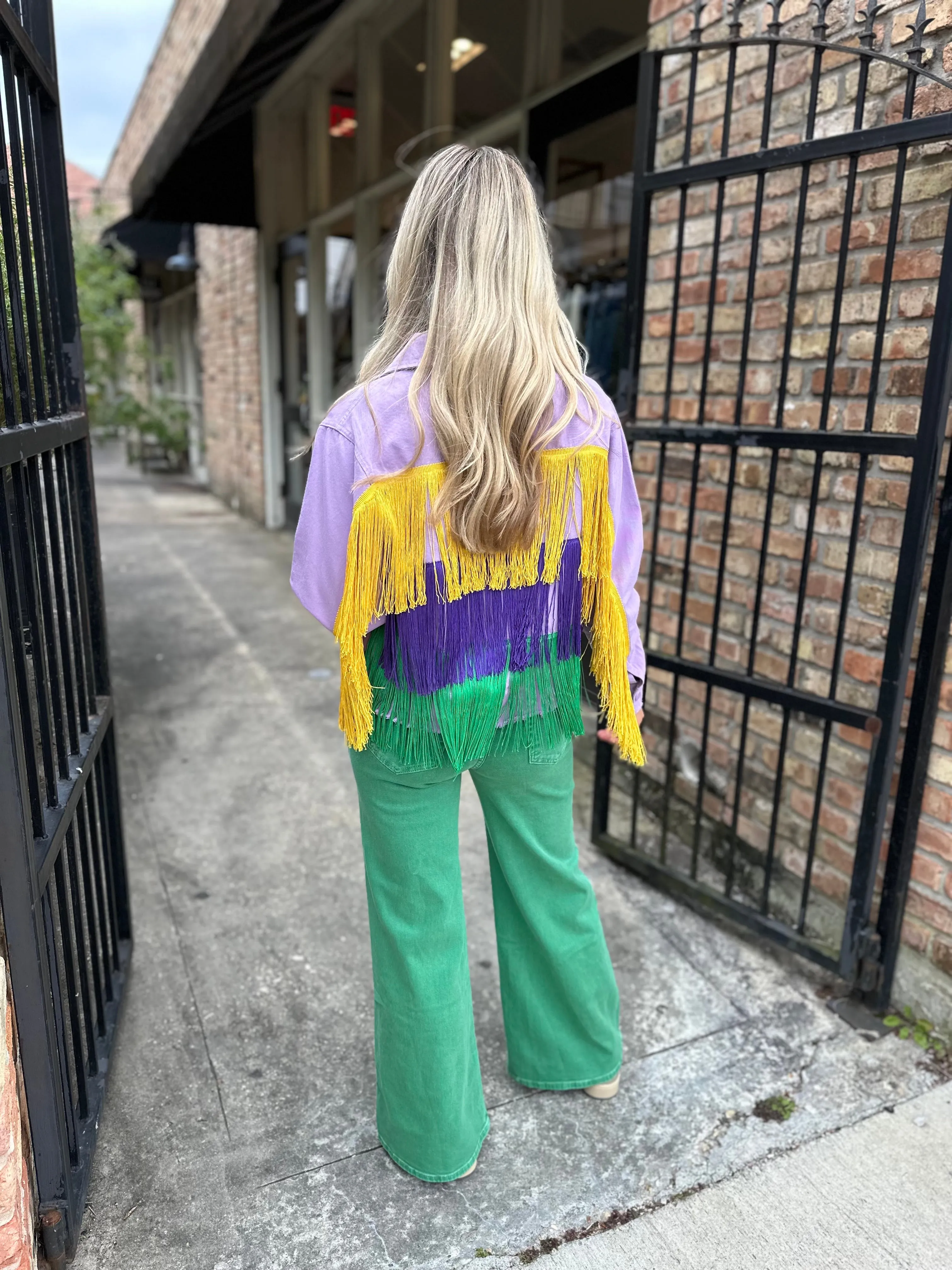 Mardi Gras Fringe Jacket- Lavender