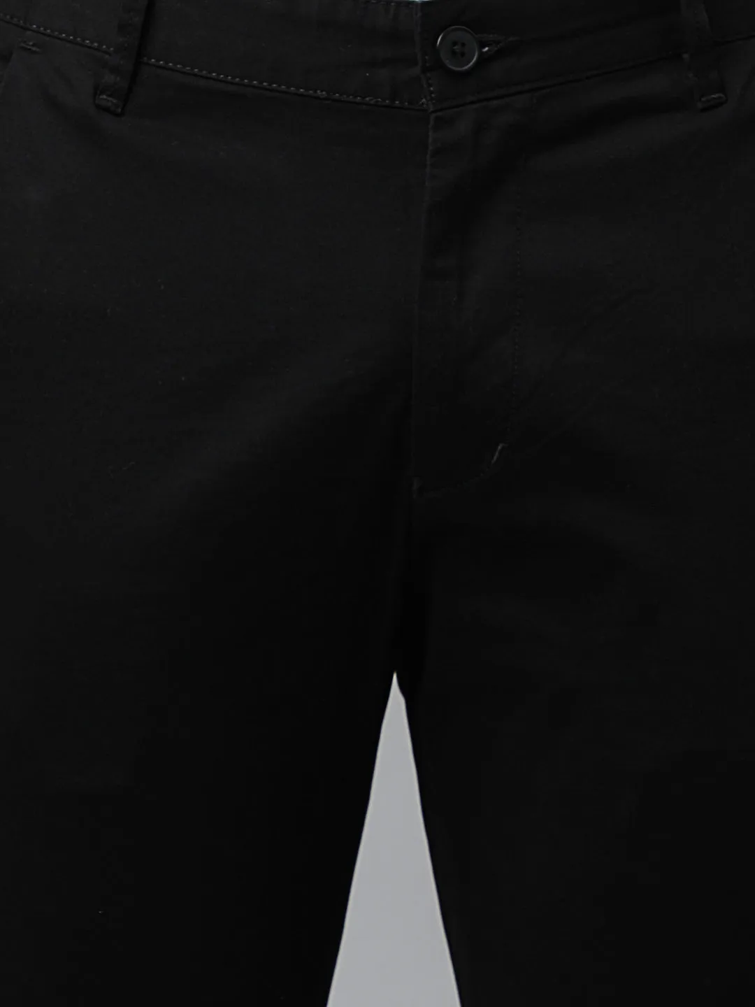 Men Black Slim Fit Mid Rise Solid Casual Trouser