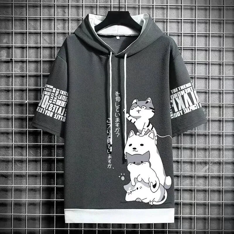 Men's Cartoon Print Casual Short Sleeve Top