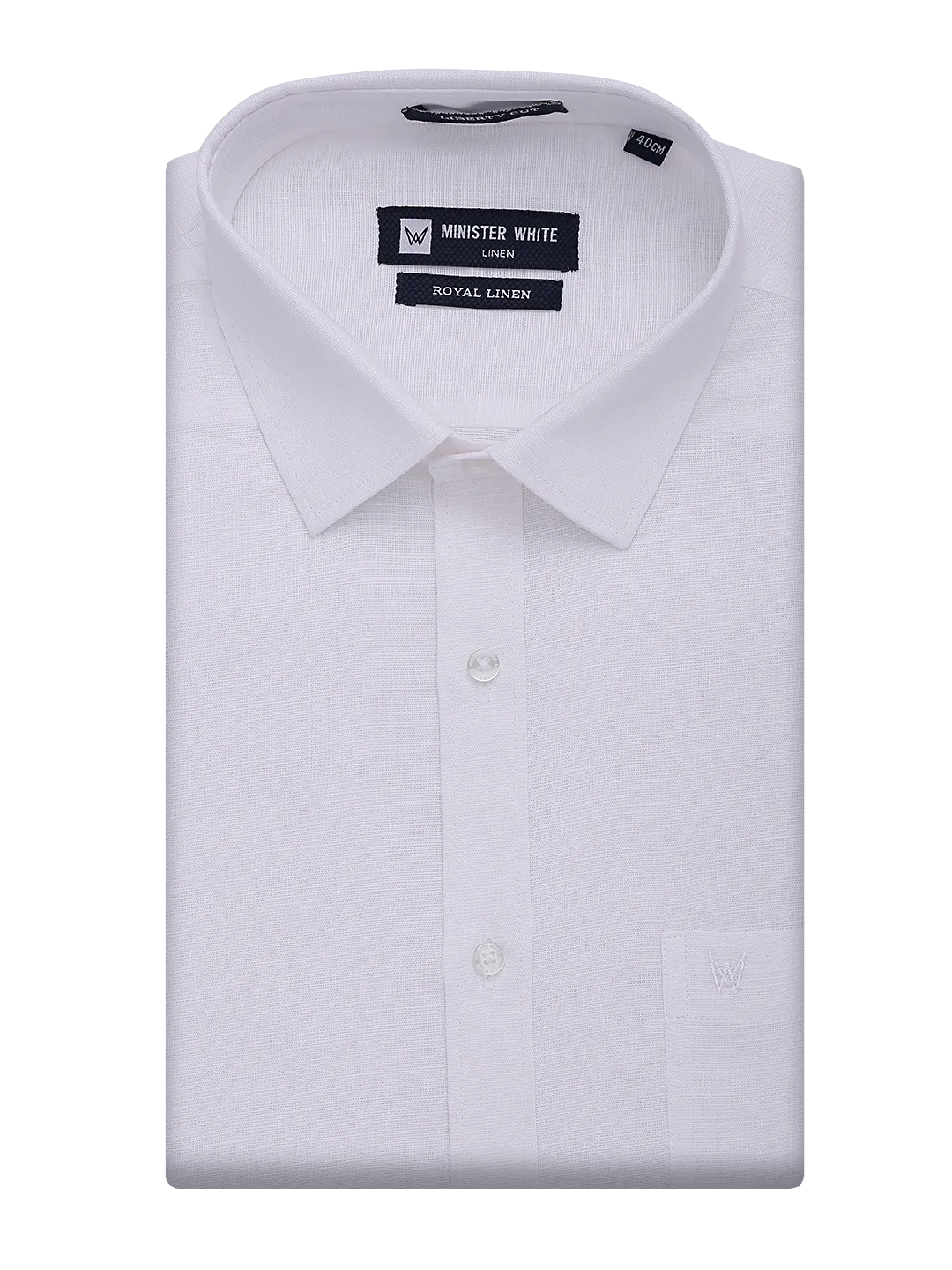 Mens Cotton Linen White Regular Fit Shirt Royal Linen