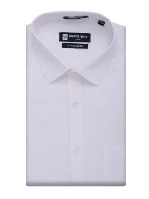 Mens Cotton Linen White Regular Fit Shirt Royal Linen