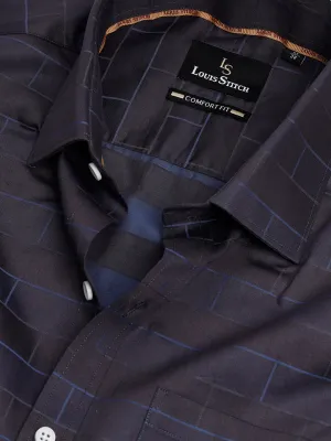 Men's Regular Fit Geometric Grey Formal Shirt