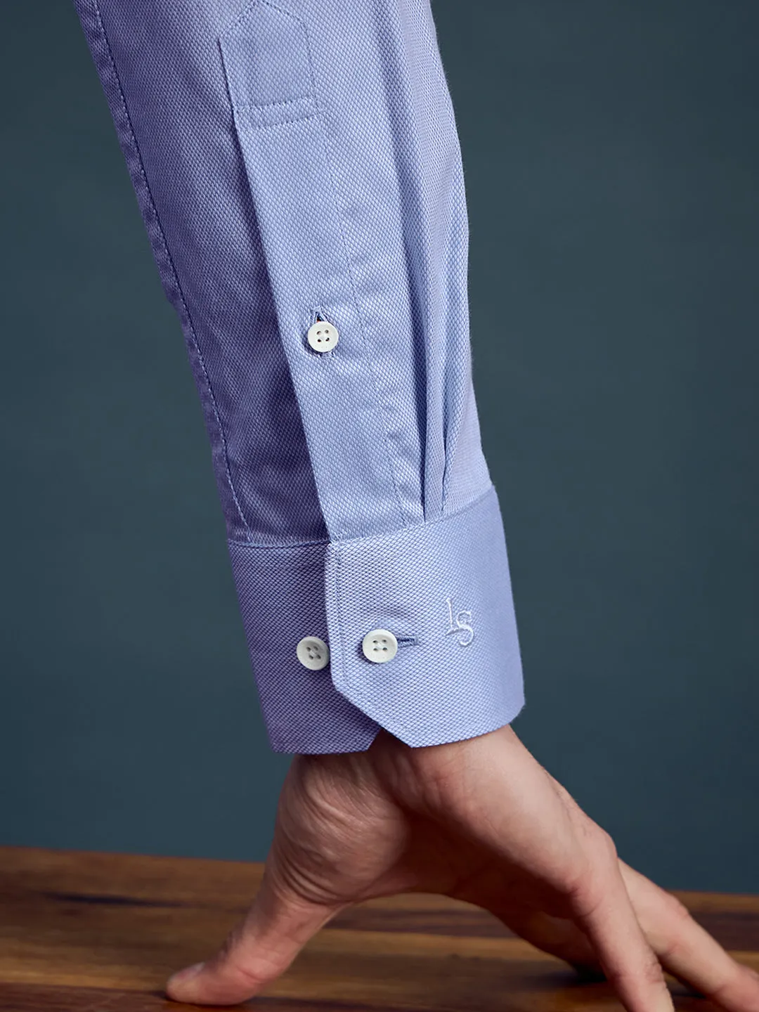 Men's Slim Fit Geometric Blue Formal Shirt