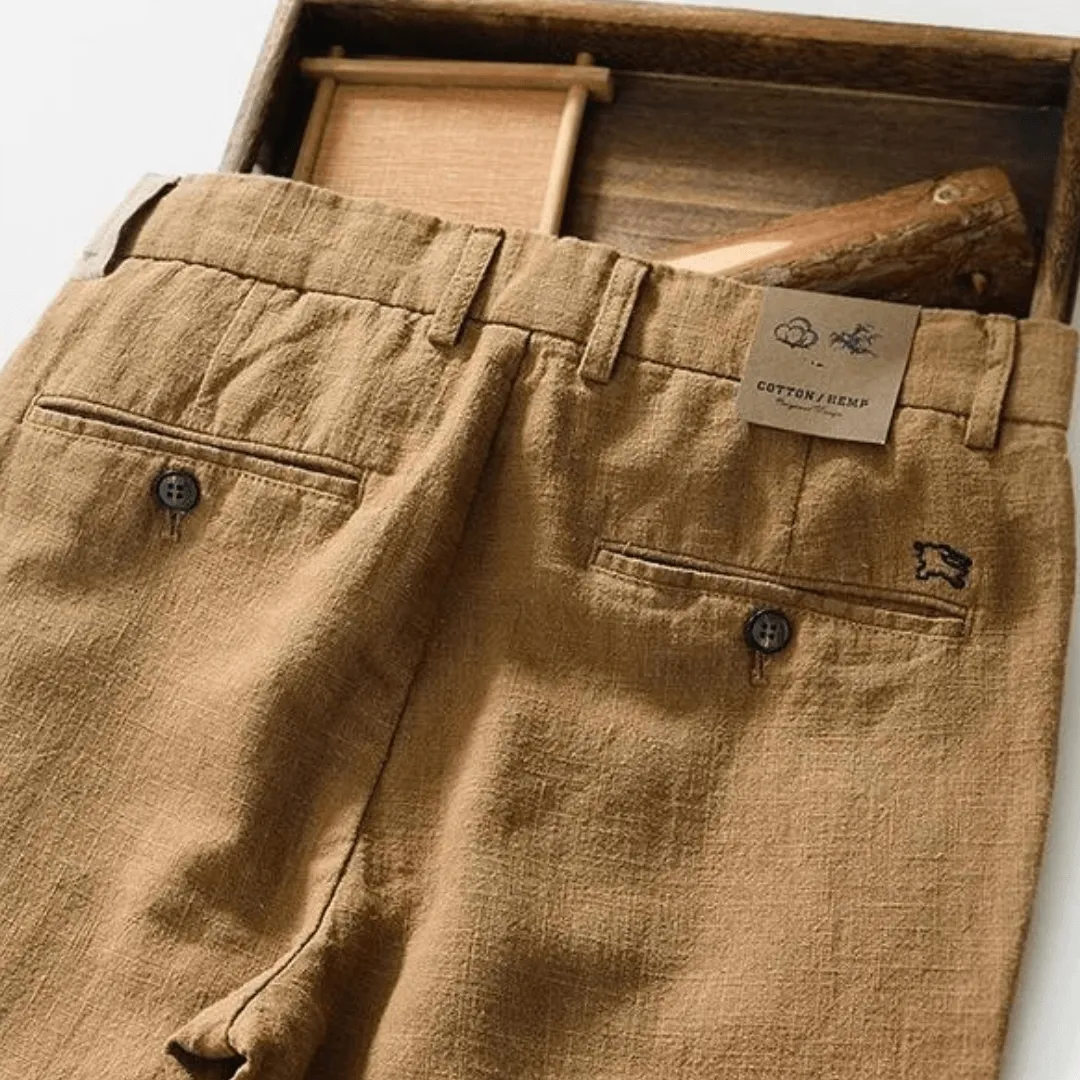 Men's Slim Fit Linen Cotton Trousers