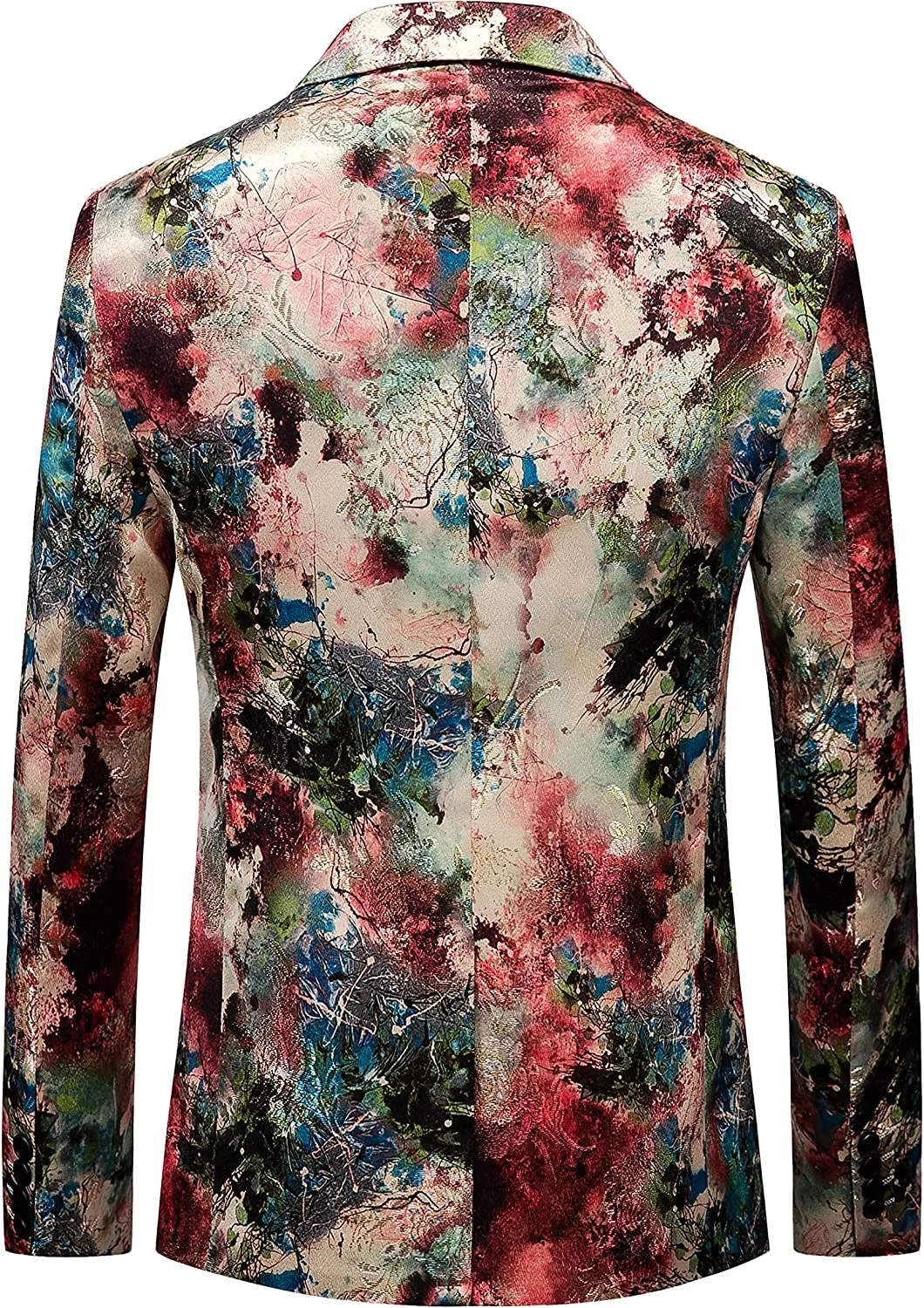 Men's Slim-Fitting Fashionable Flat-Collar Party Blazer Jacquard Flower Pattern