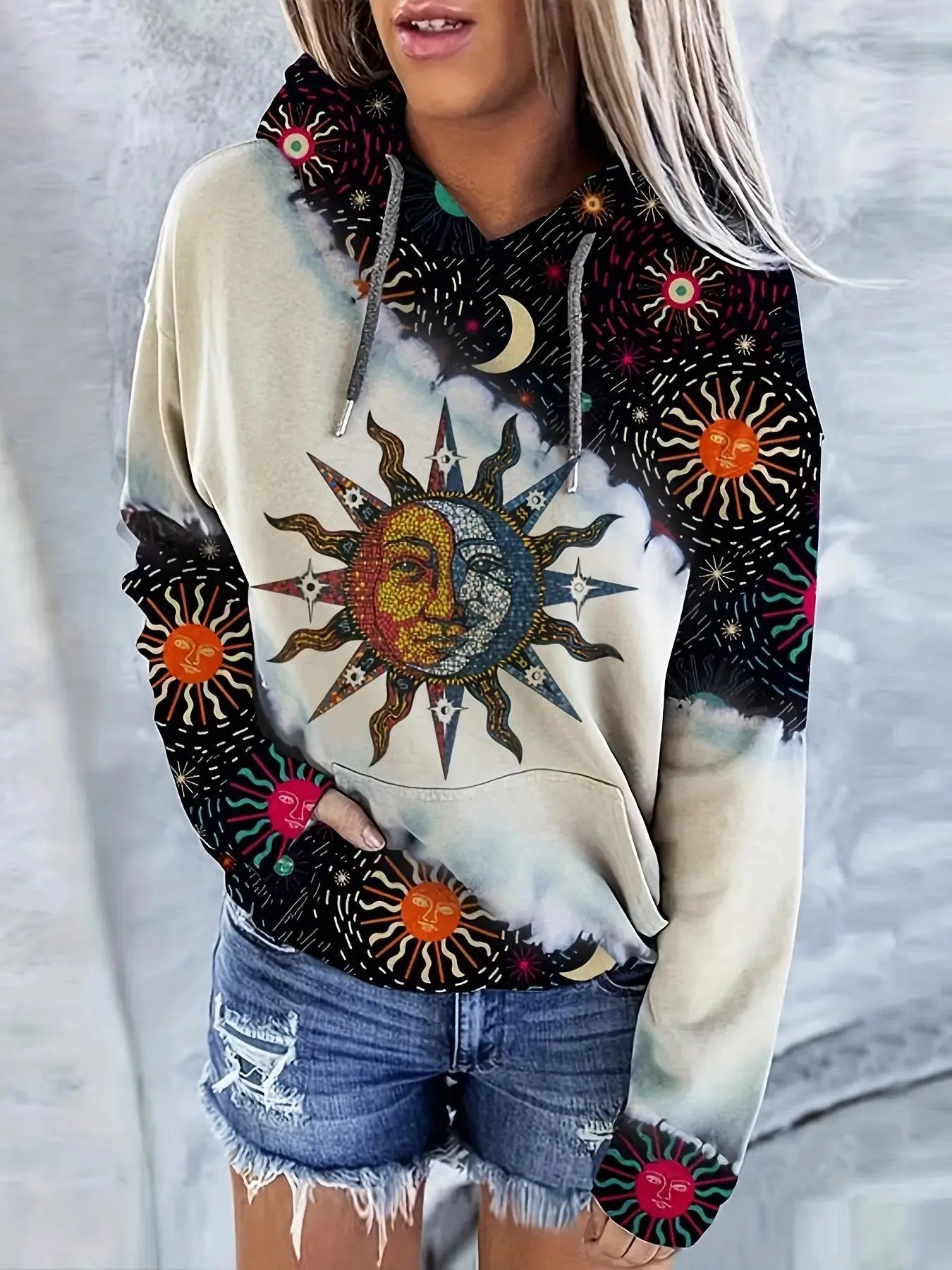 Moonlit Forest Womens Hoodie  Tree Print Comfy  Stylish