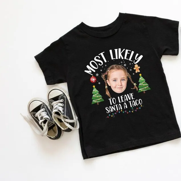 Most Likely To Shirt Personalized Face&Text Christmas T-Shirts Custom Funny Christmas Party Group Shirt
