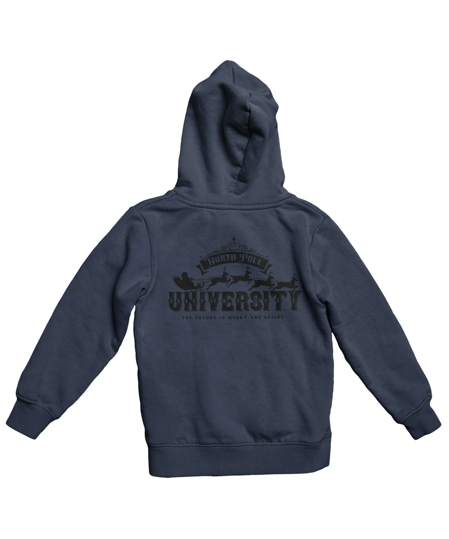North Pole University Mono-Colour Back Printed Christmas Hoodie