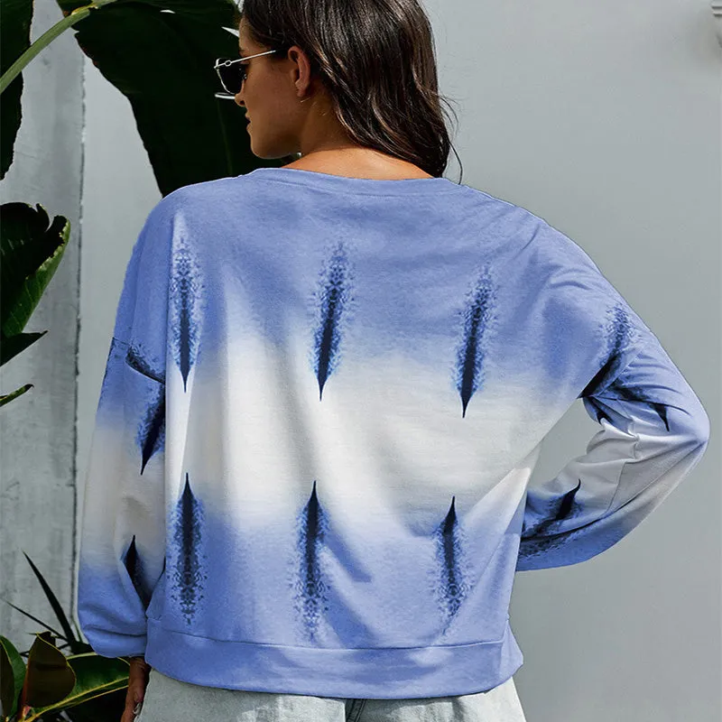 O Neck Pullover Tie Dye Hoodie