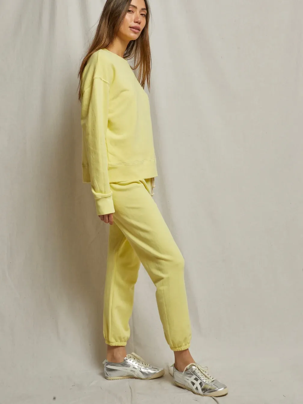 perfect white tee Johnny French Terry Easy Sweatpant in Lemonade