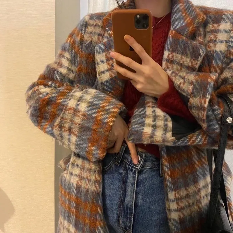 Plaid Blends Women Panelled Korean Style Chic Trendy Popular Leisure