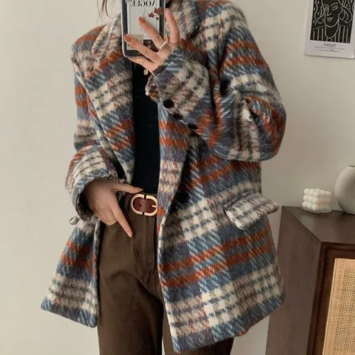 Plaid Blends Women Panelled Korean Style Chic Trendy Popular Leisure