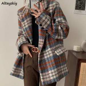 Plaid Blends Women Panelled Korean Style Chic Trendy Popular Leisure
