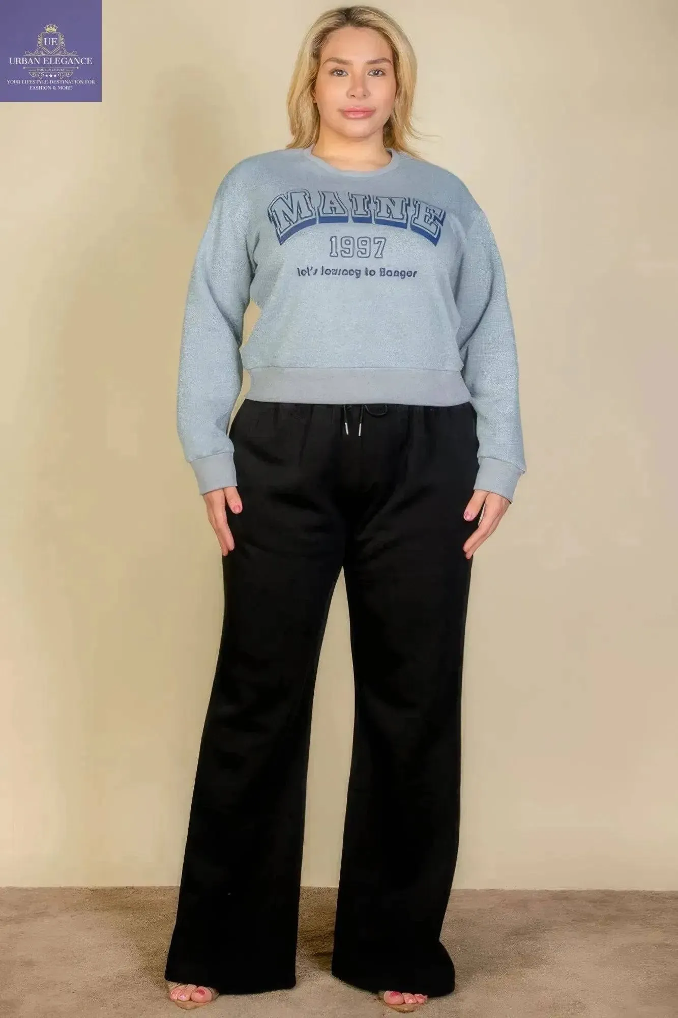 Plus Size Drawstring Waist Slant Pocket Sweatpants