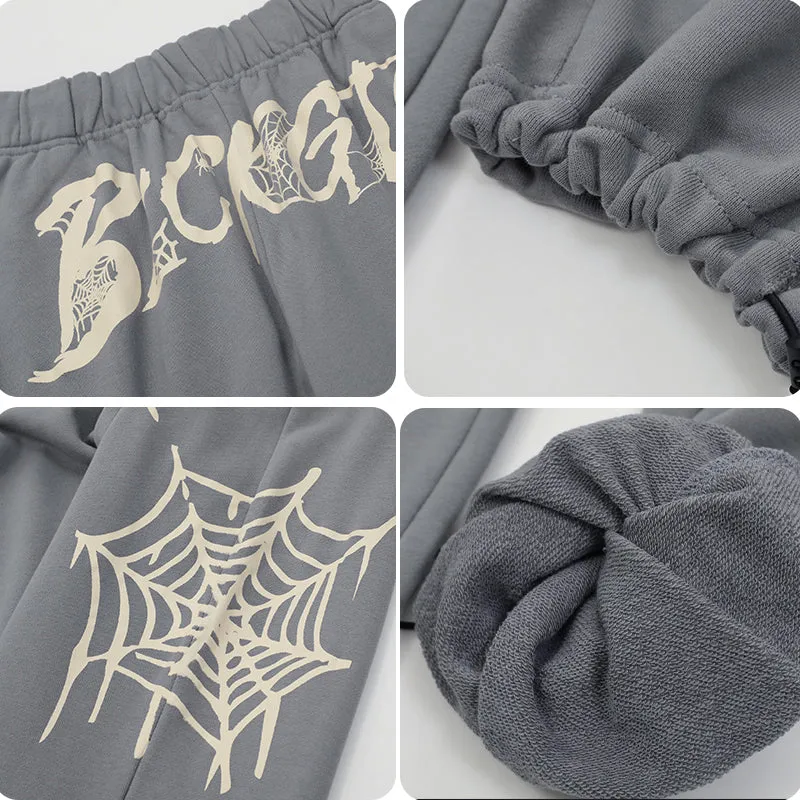 PopFlying Baggy Sweatpants Spider Web