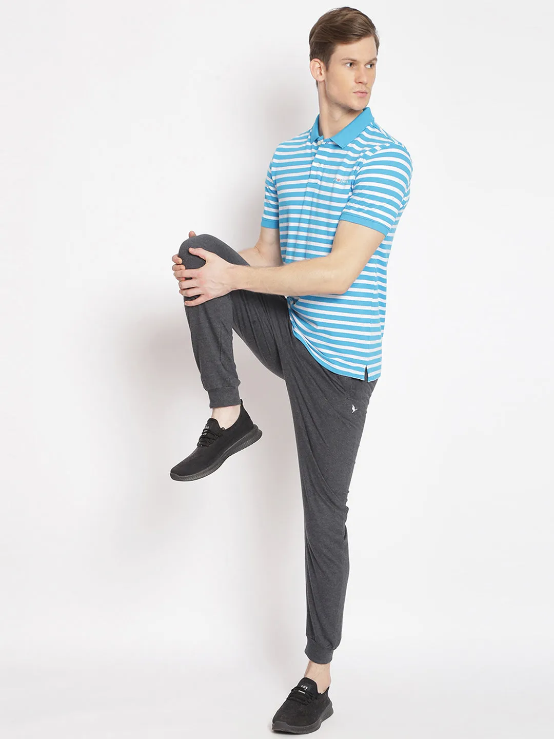 Premium Cotton Blue Striped Half Sleeve Polo