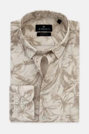 Printed Beige & Beaver Brown Casual Shirt