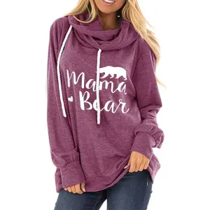 Pullover Drawstring Letter Print Loose Scarf Hoodie