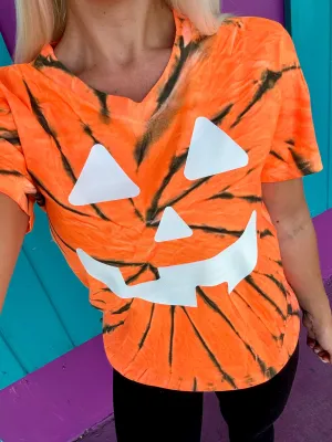 Pumpkin Twist V-Neck Tie-Dye Tee