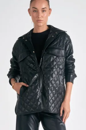 Quilted Faux Leather Jacket - HQ