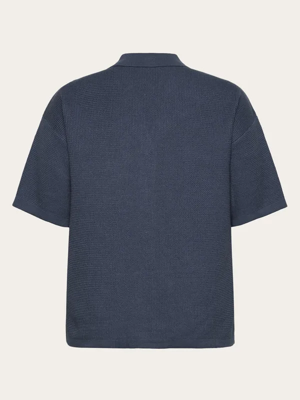 Racking Stitch Short Sleeved Shirt - Regenerative Organic Certified - GOTS/Vegan (Vintage Indigo)