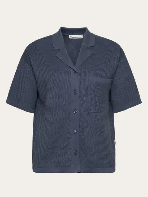 Racking Stitch Short Sleeved Shirt - Regenerative Organic Certified - GOTS/Vegan (Vintage Indigo)
