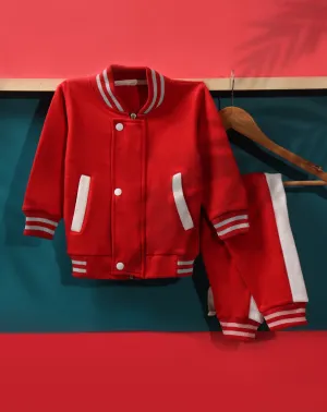 RED & WHITE STRIPED SWEATSUIT