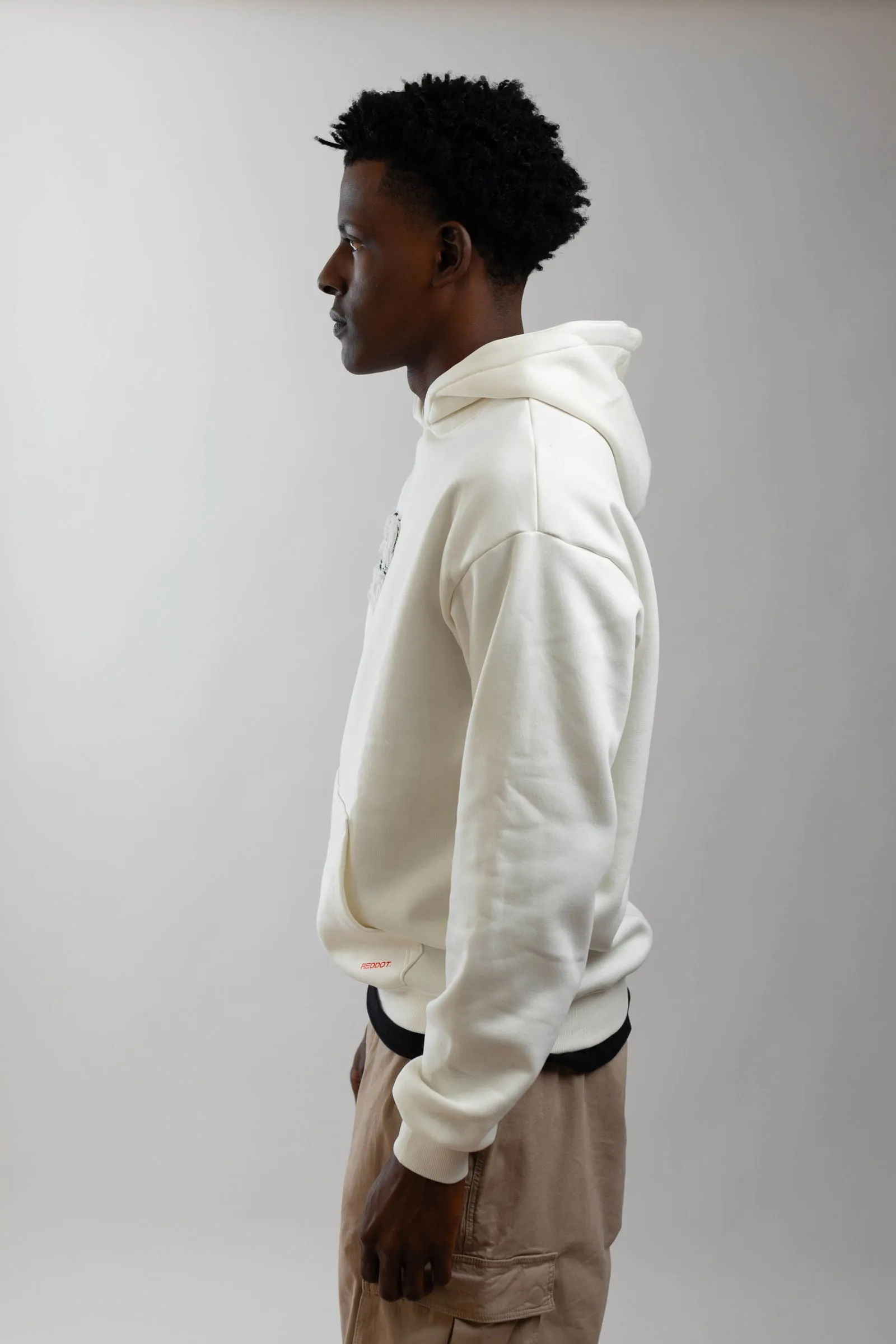 Red Dot Logo Hoodie-White