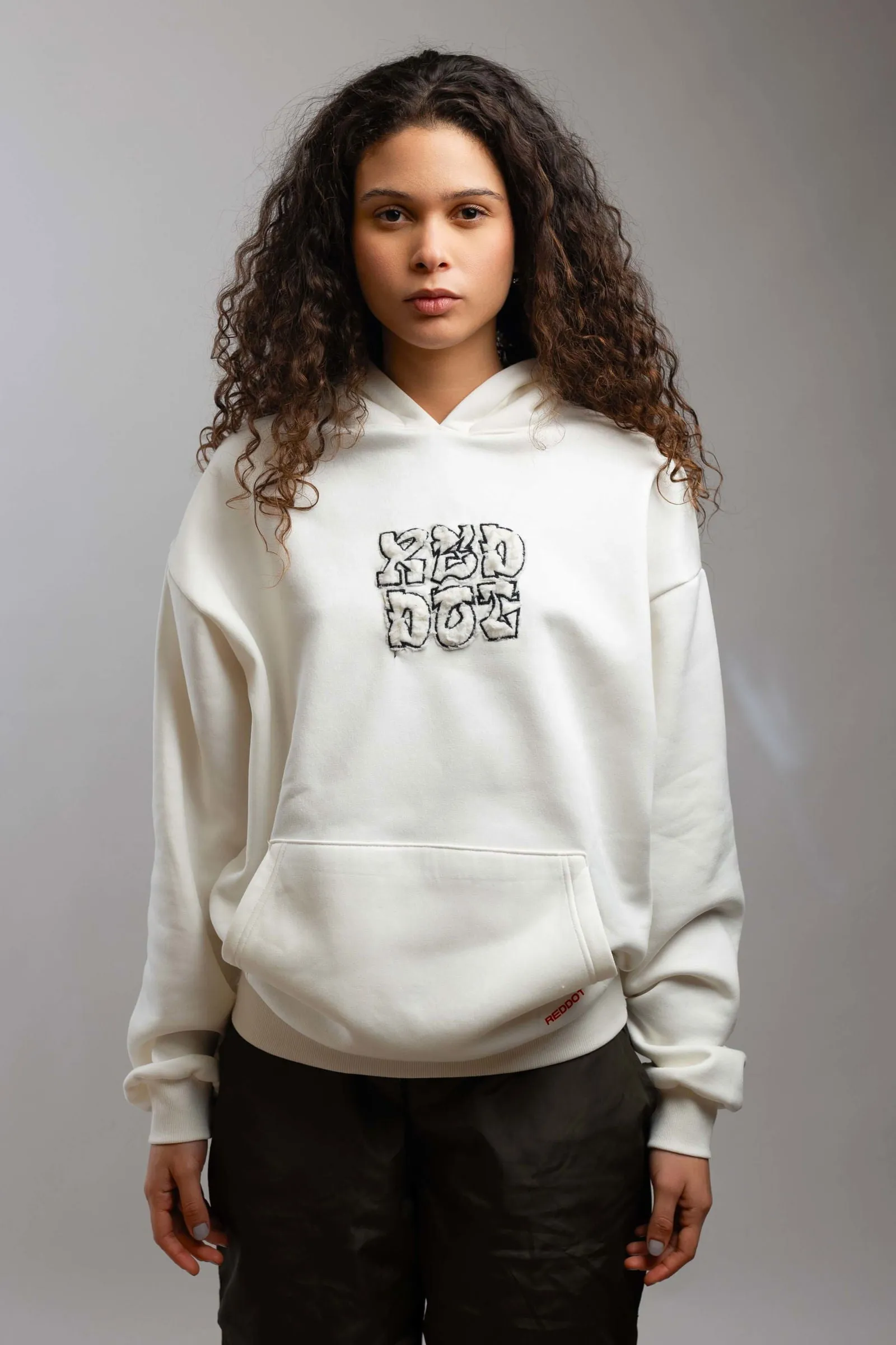 Red Dot Logo Hoodie-White