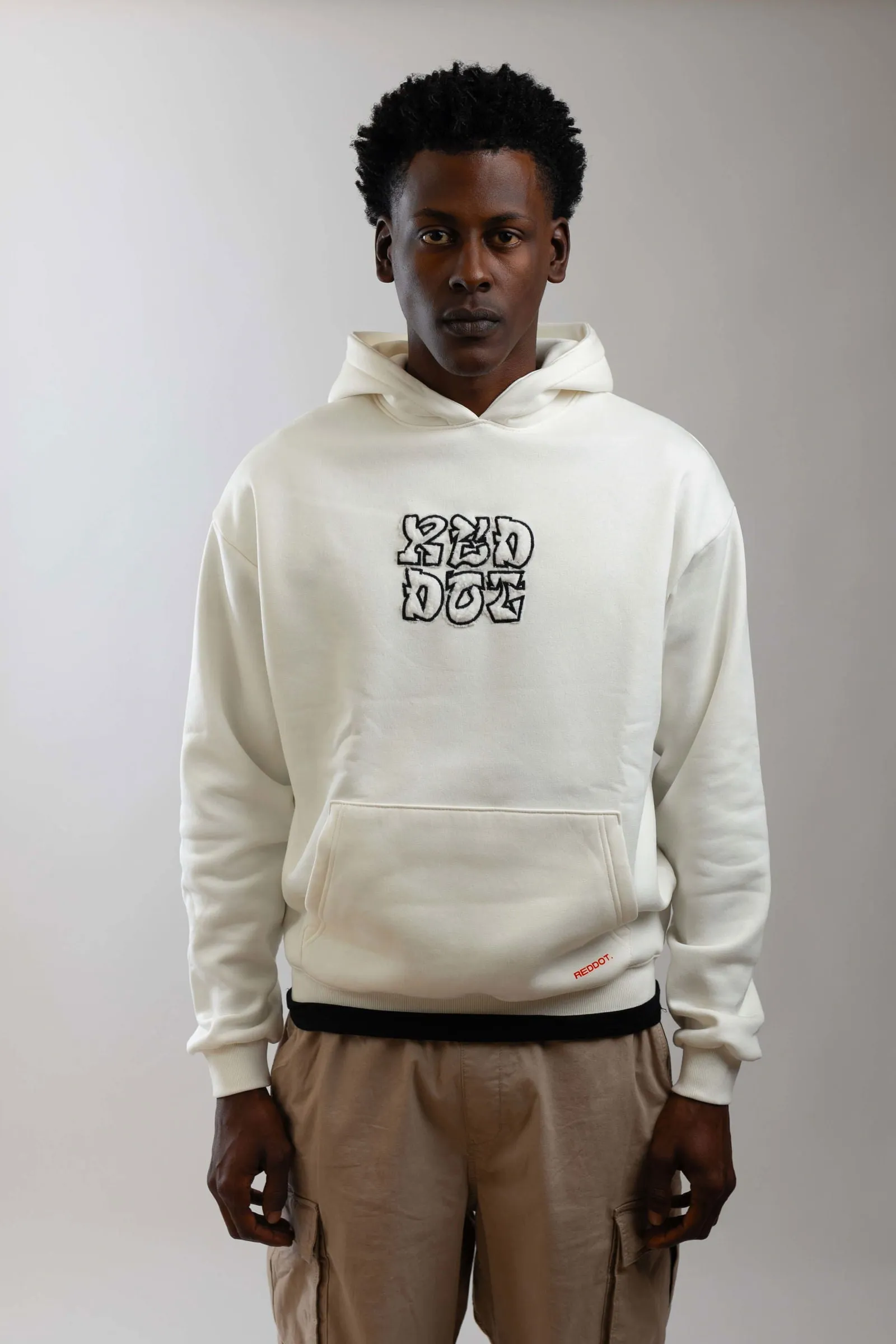 Red Dot Logo Hoodie-White
