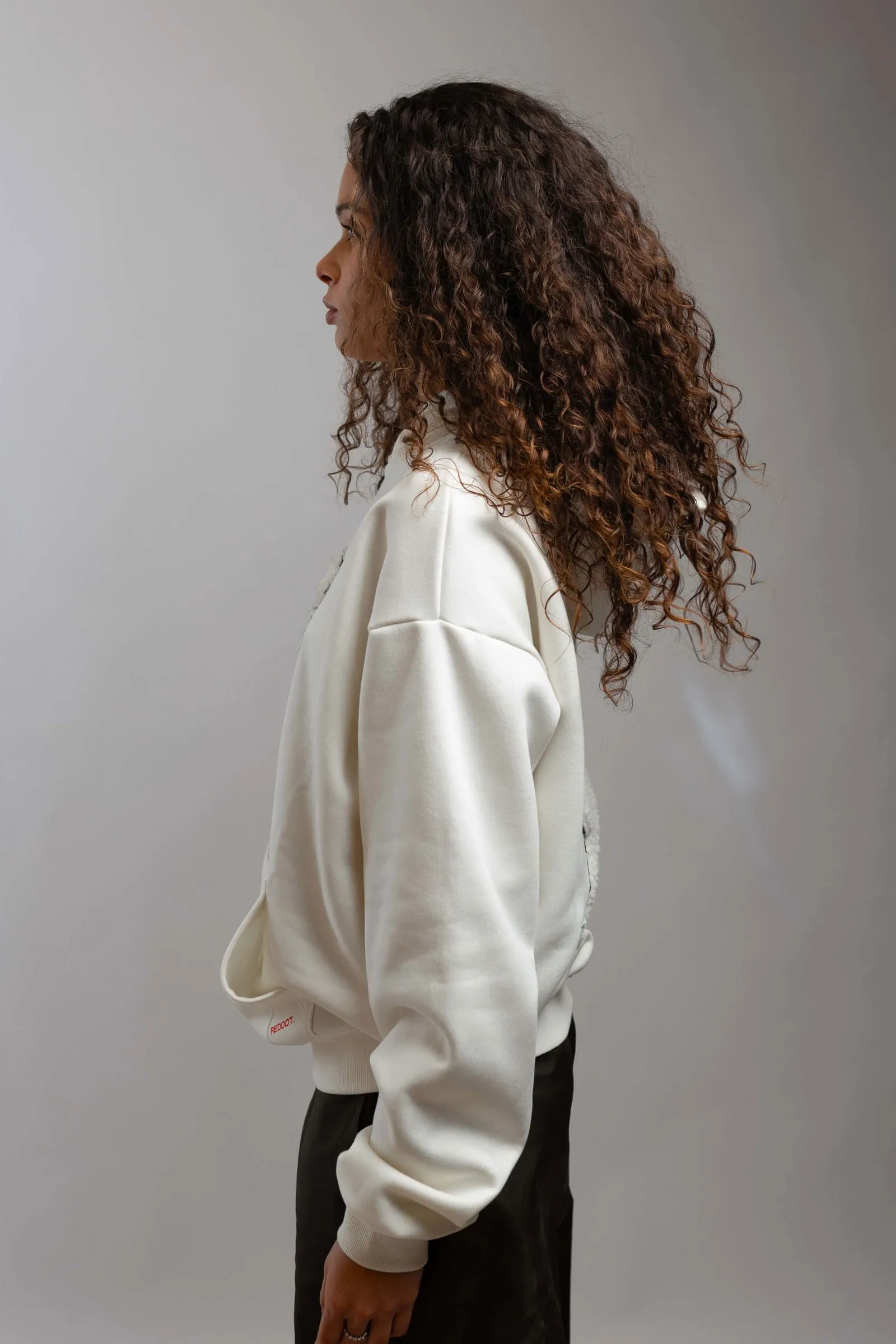 Red Dot Logo Hoodie-White