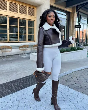 Remarkable Cropped Wool Jacket - Brown