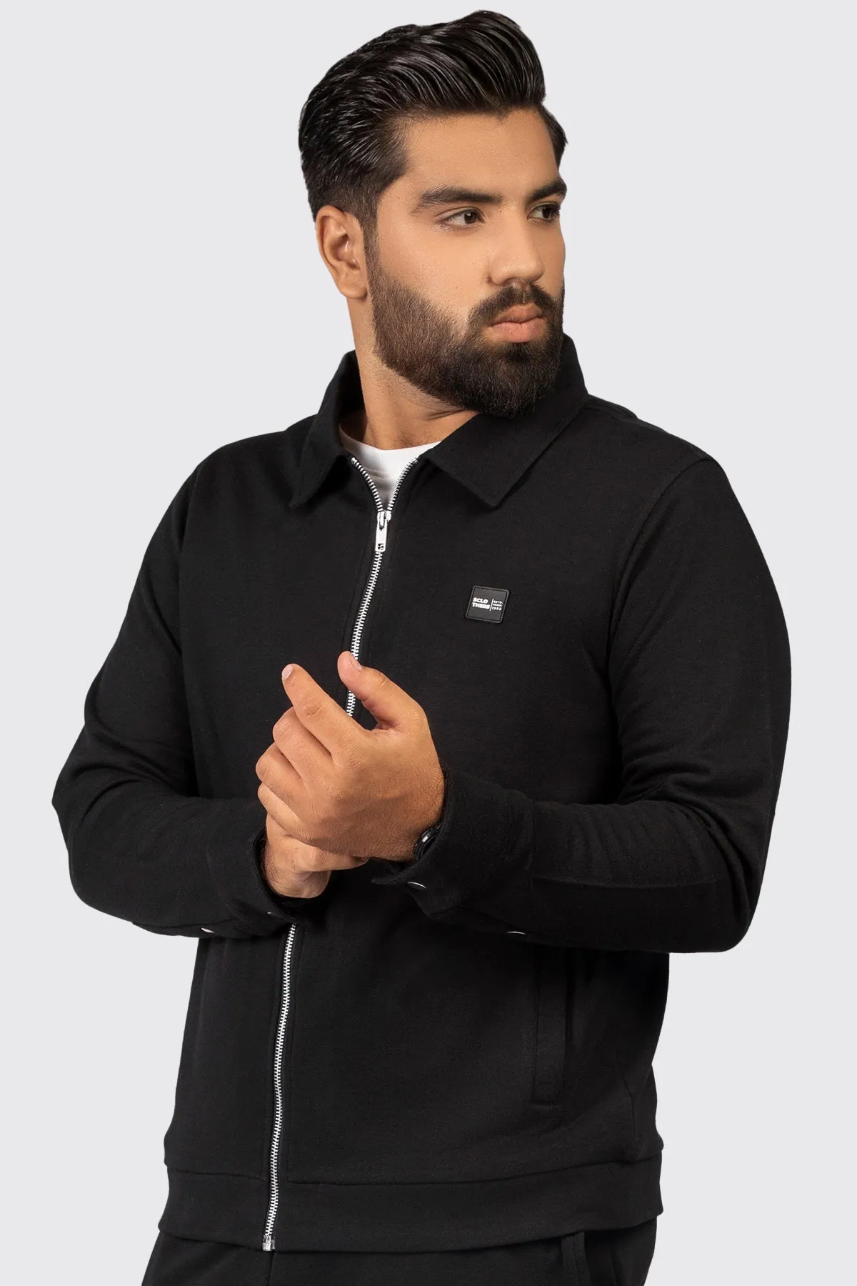 Sclothers Black Zipper Jacket (Plus Size) - W23 - MJ0015P