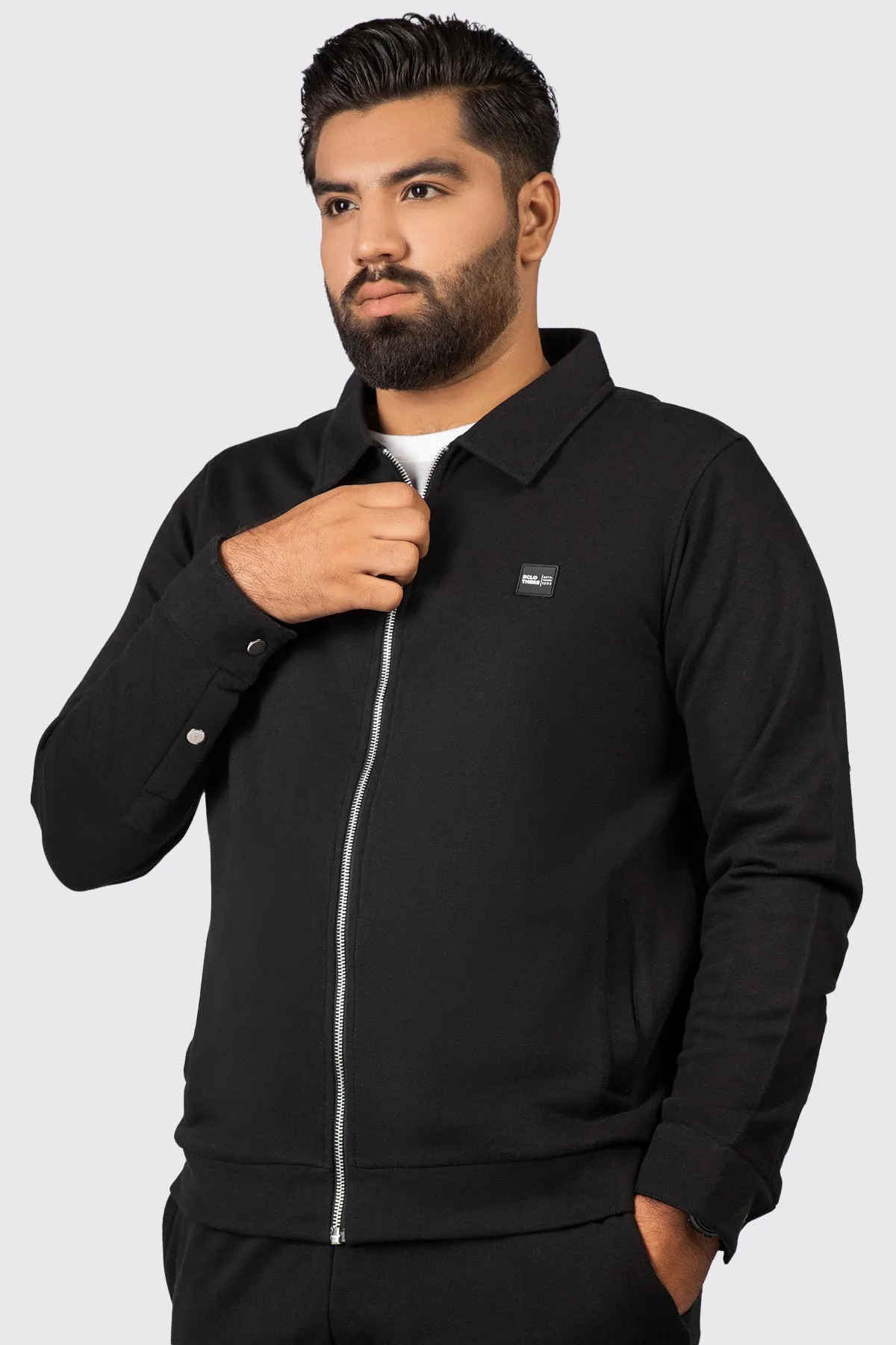 Sclothers Black Zipper Jacket (Plus Size) - W23 - MJ0015P