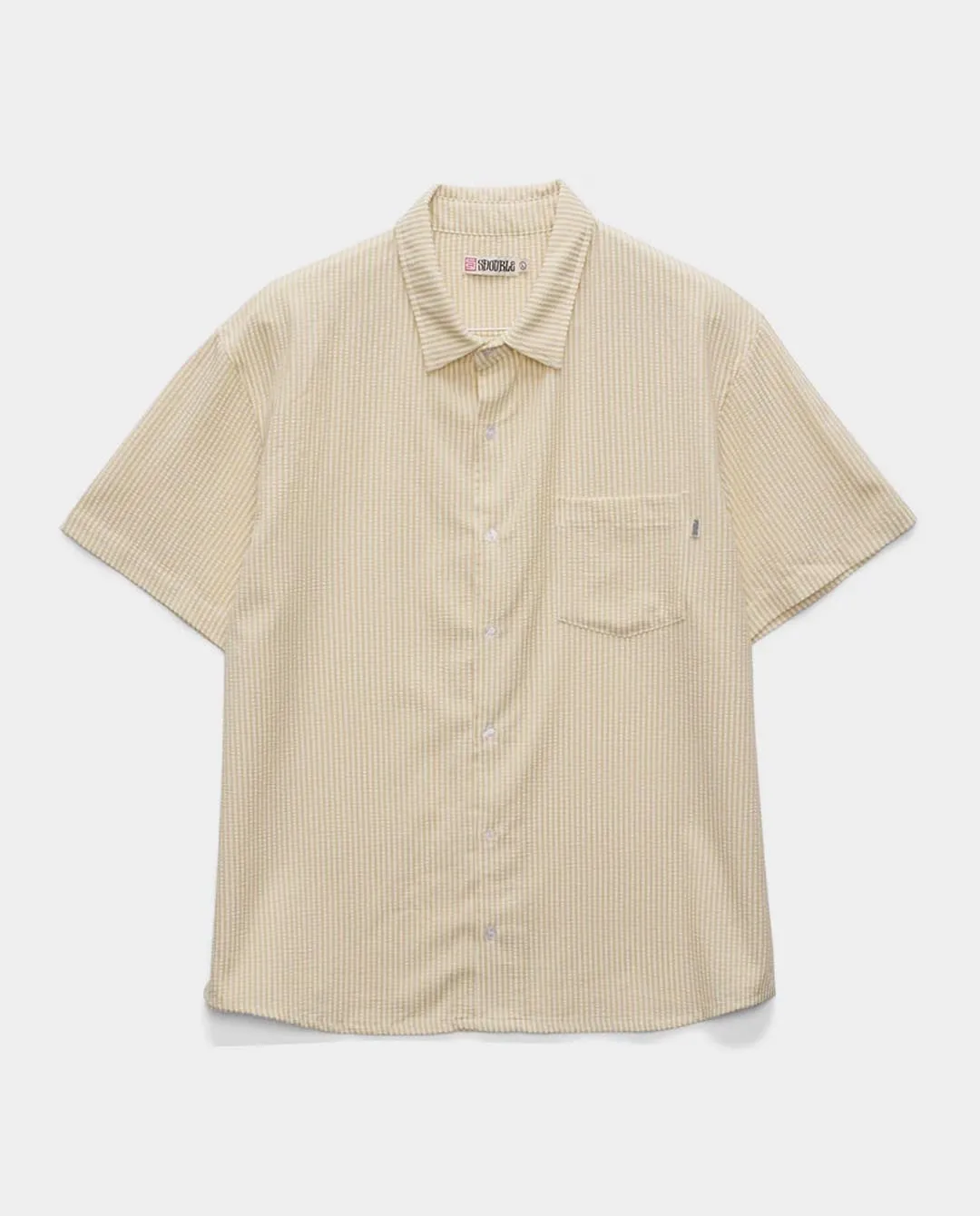 S/Double - Seersucker Summer Shirt - White/Tan
