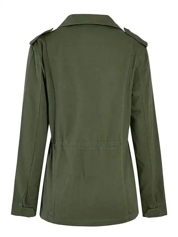 Slim fashion trendy solid color loose zippered multi-pocket jacket women’s coat