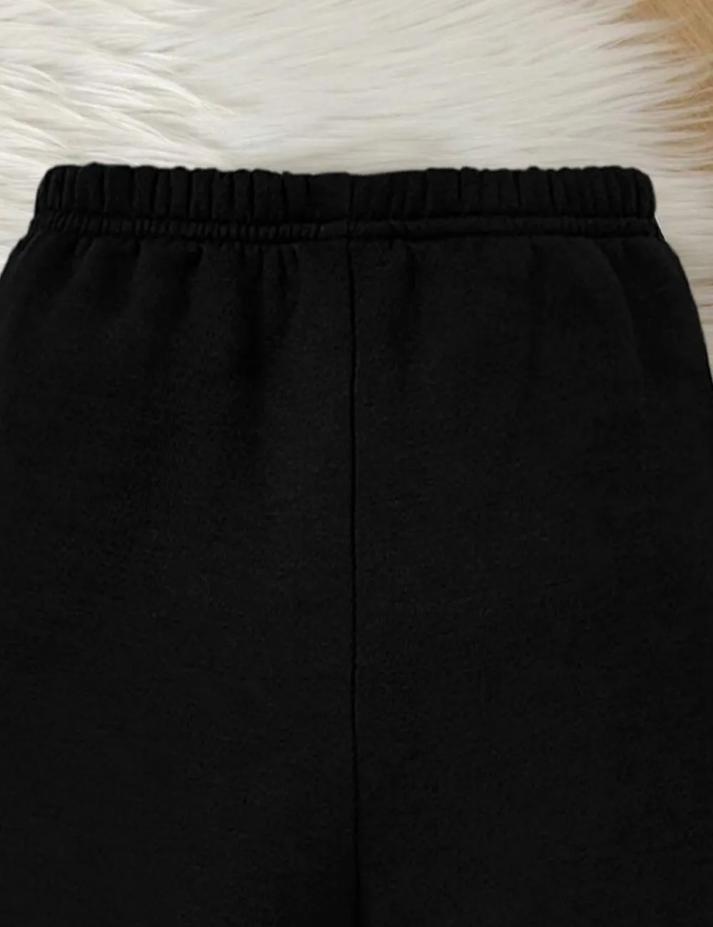 Stylish Black Pearl-Studded Zip-up Fleece Tracksuit for Kids