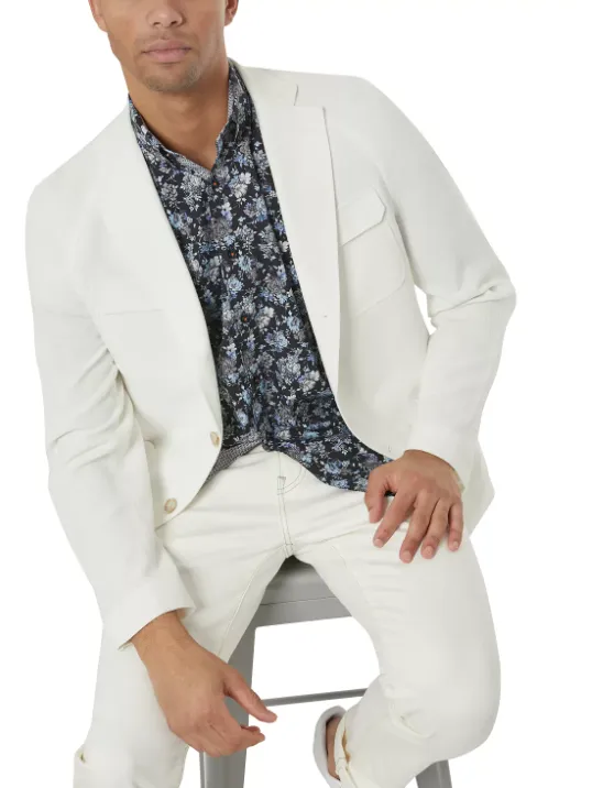 Tallia Mens Slim fit Sport Coat Blazer 38 S White Solid