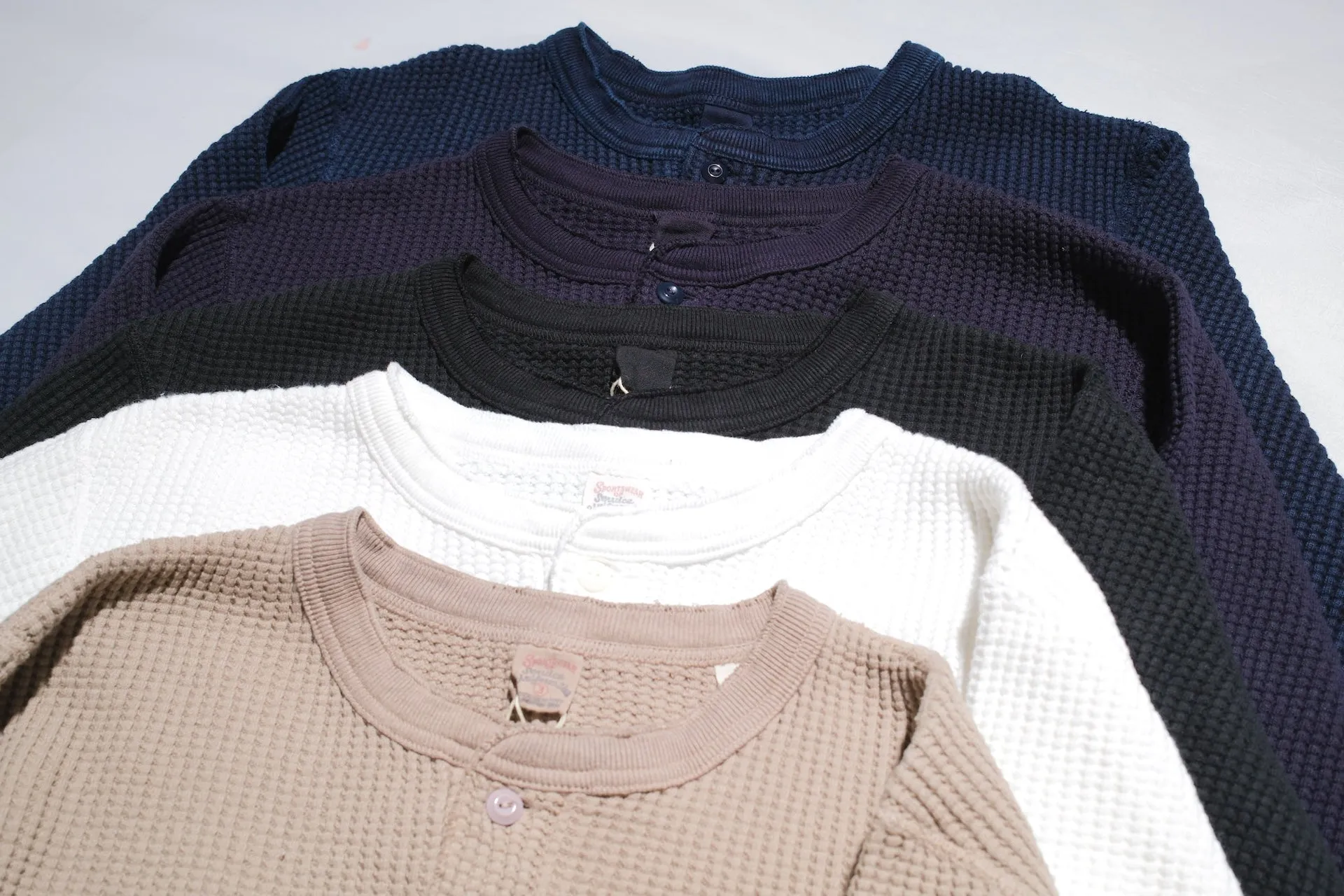 UES Ultra Heavyweight "Big Waffle" L/S Henley Thermal (Sand Beige)