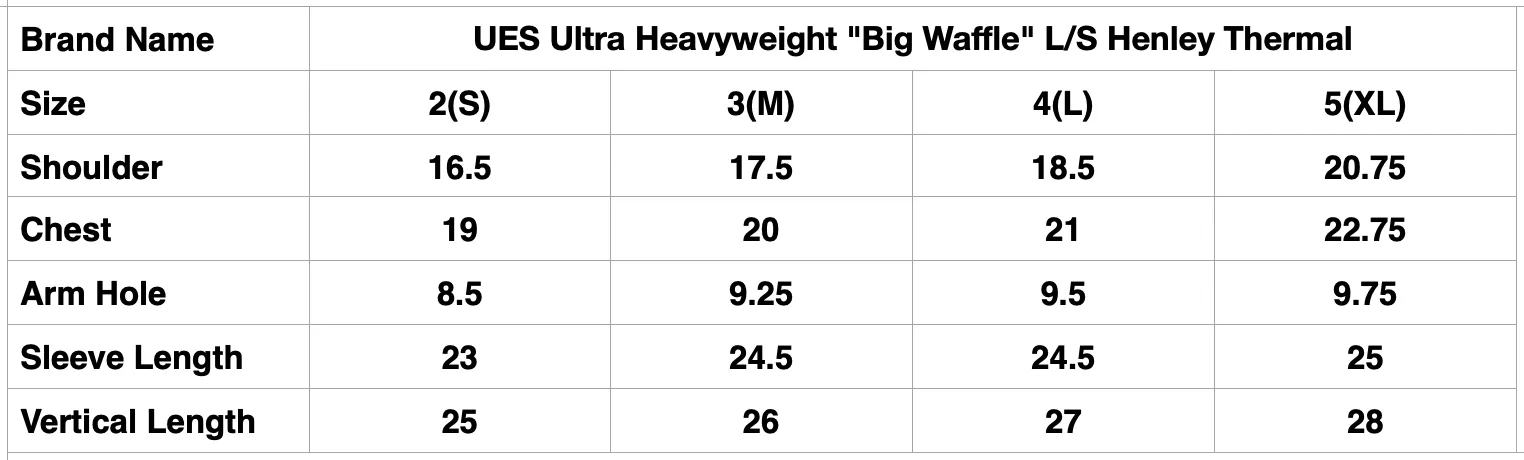 UES Ultra Heavyweight "Big Waffle" L/S Henley Thermal (Sand Beige)