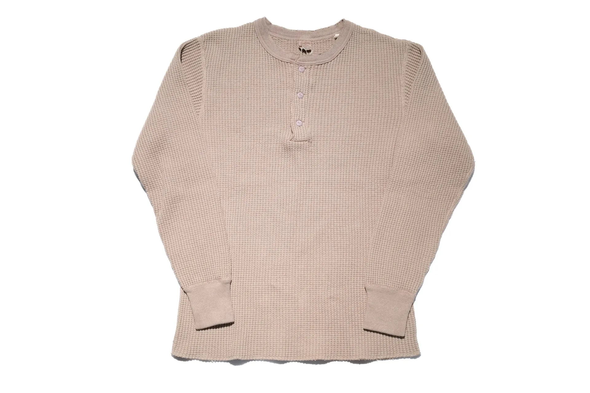UES Ultra Heavyweight "Big Waffle" L/S Henley Thermal (Sand Beige)