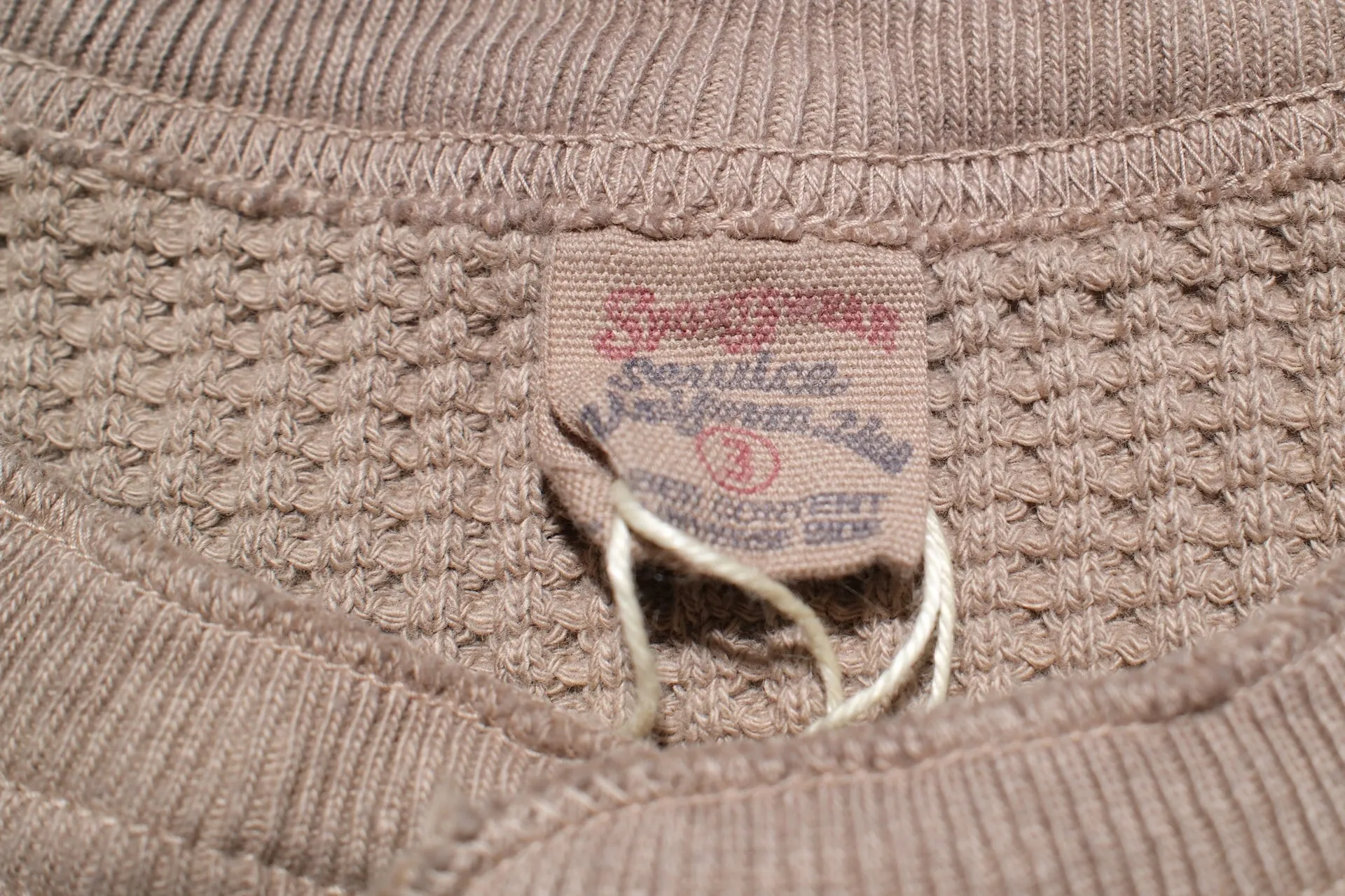 UES Ultra Heavyweight "Big Waffle" L/S Henley Thermal (Sand Beige)