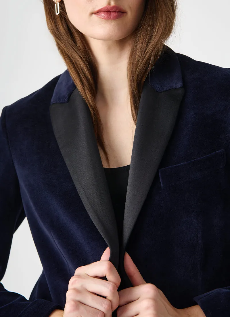 Velvet Single Breasted Tuxedo Blazer