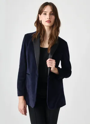 Velvet Single Breasted Tuxedo Blazer